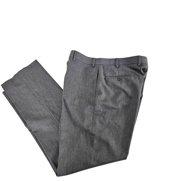 Tommy Hillfiger Mens Gray Dress Pants W36 X L32 Flat Front Buttoned Back Pockets - Picture 9 of 10